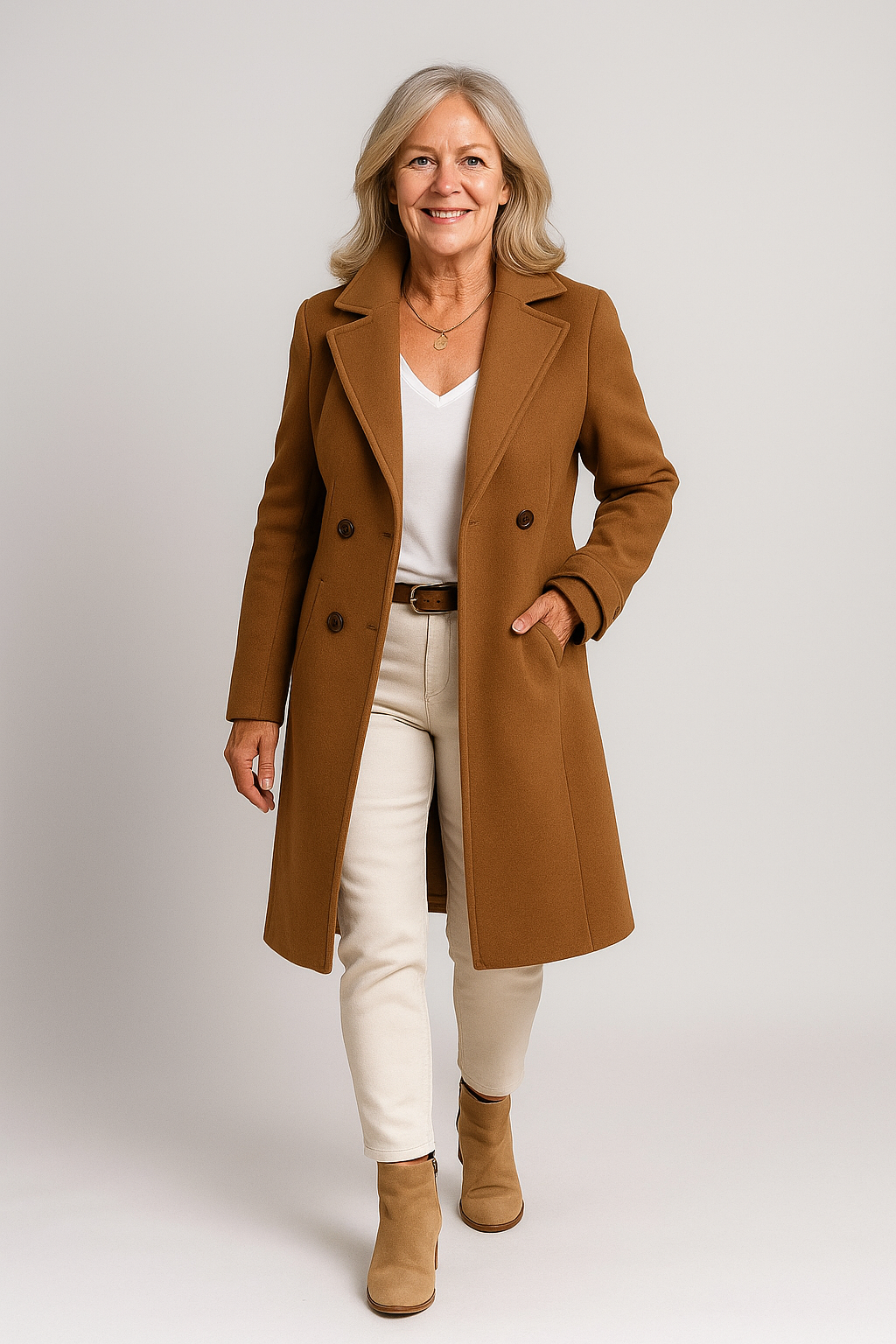 Elegant Women's Coat - Classic Cut with Button Closure