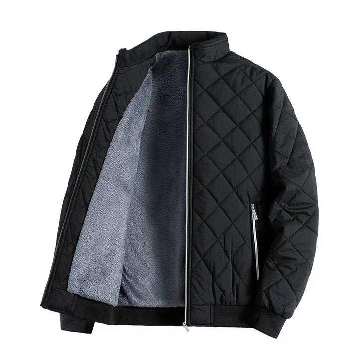 Quilted Men's Fleece Jacket with Thermal Lining - Warm Winter Jacket