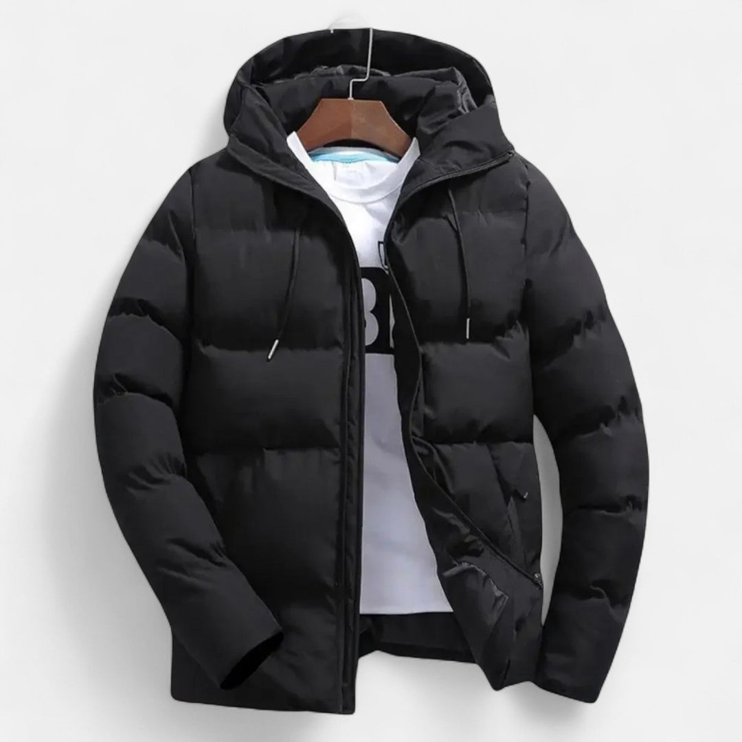 Warm Quilted Men's Hooded Down Jacket for Winter