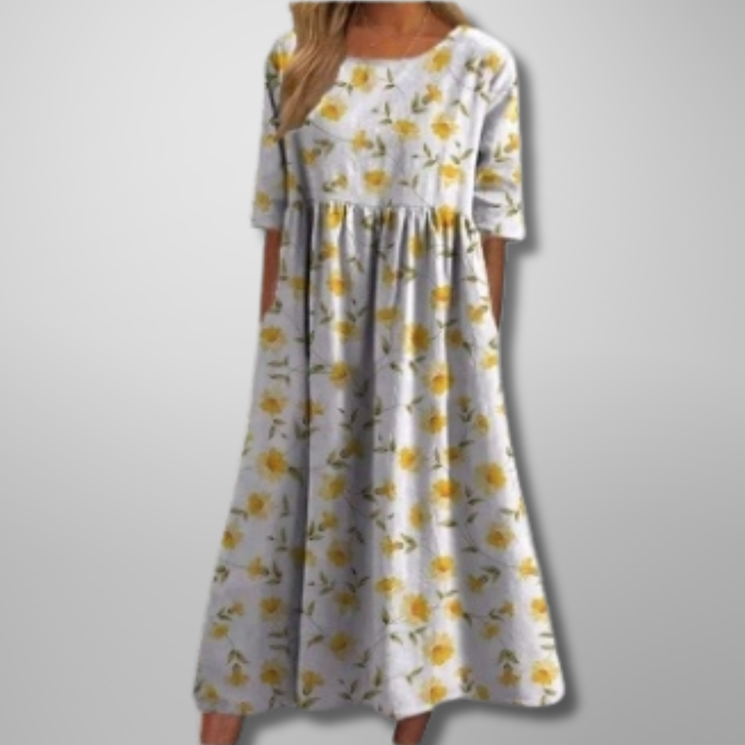 Elegant Relaxed Women's Floral Midi Dress