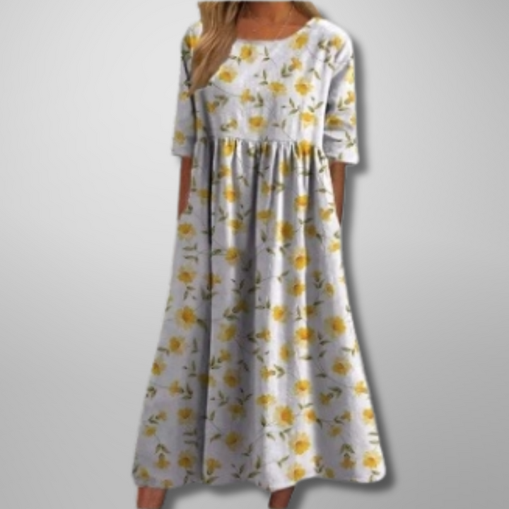 Elegant Relaxed Women's Floral Midi Dress