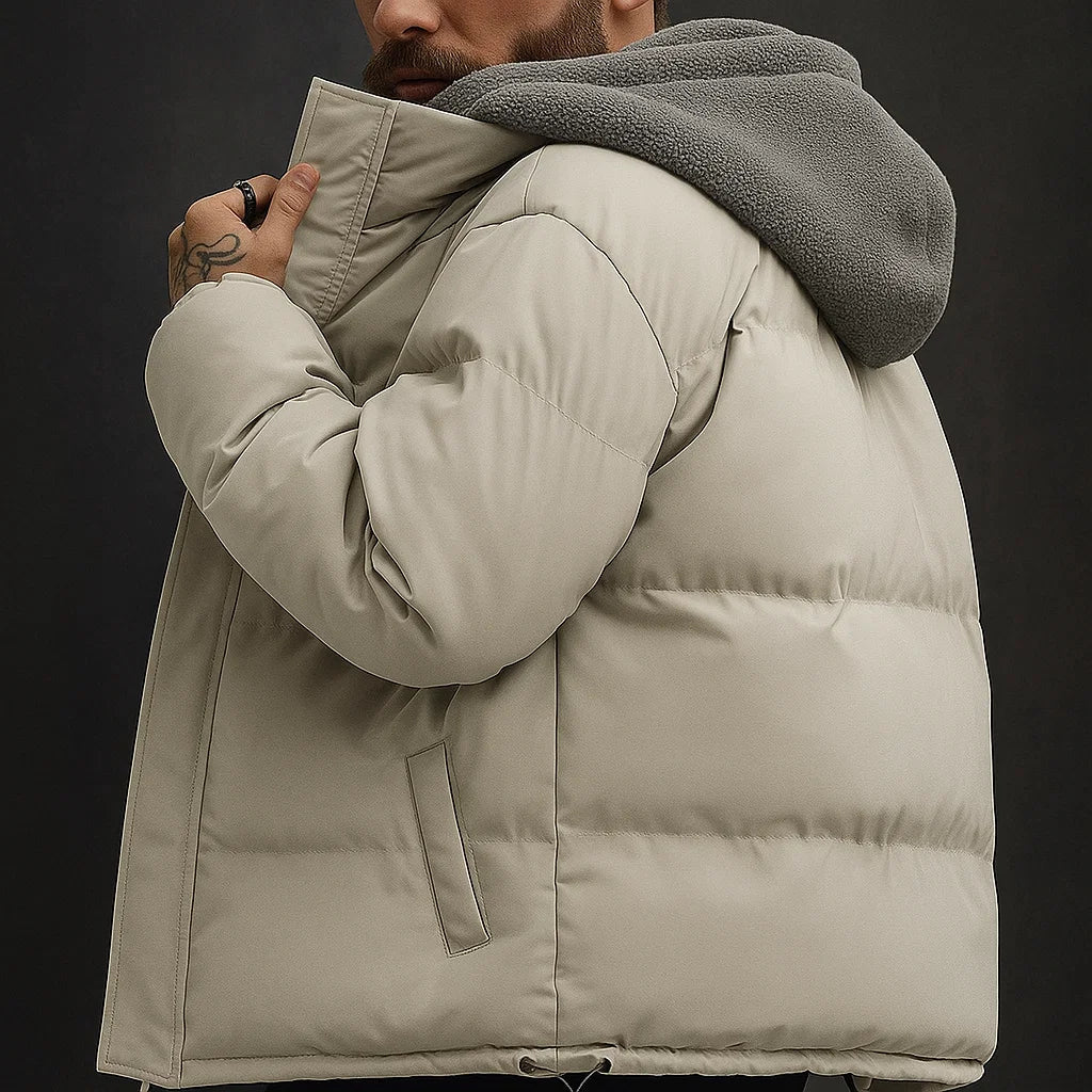 Men's Lined Winter Jacket with Hood - Warm and Waterproof
