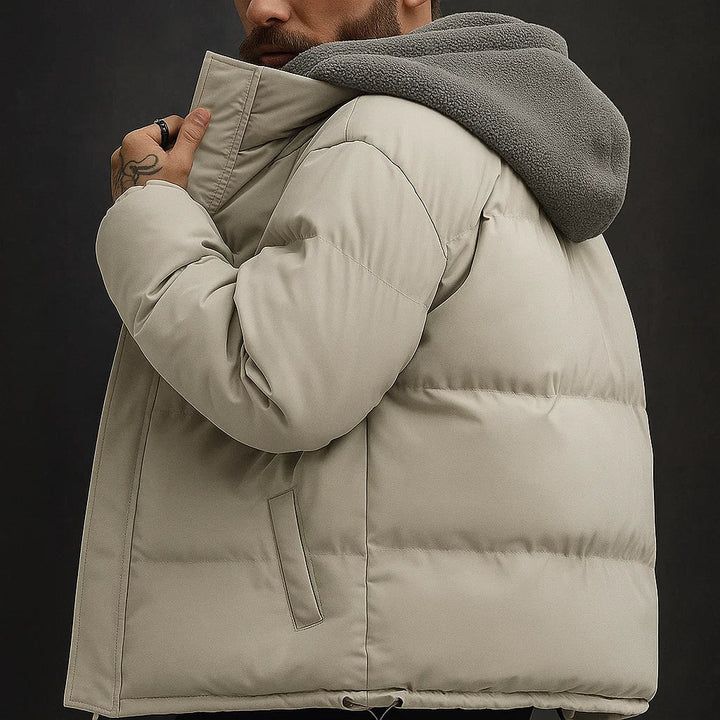 Men's Lined Winter Jacket with Hood - Warm and Waterproof