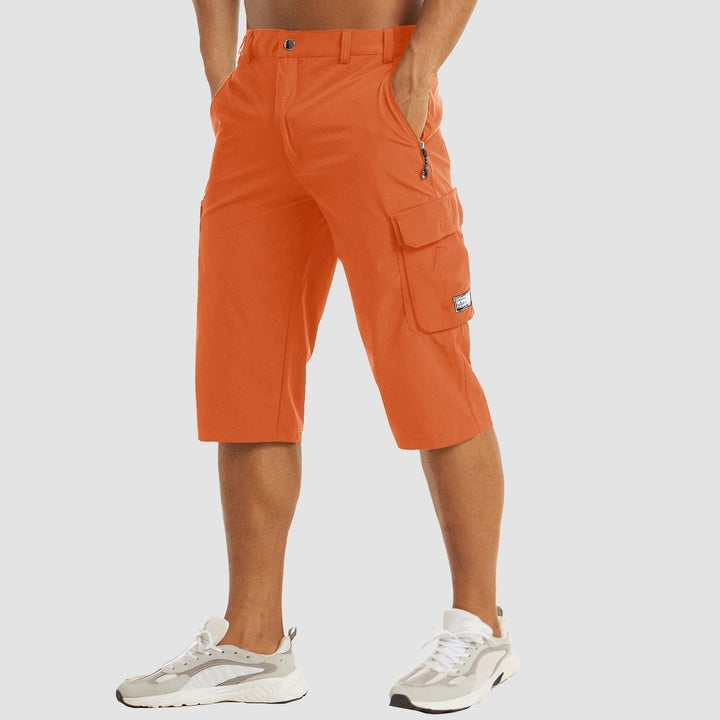 Herren Knielange Cargo Shorts mit Seitentaschen - Orange