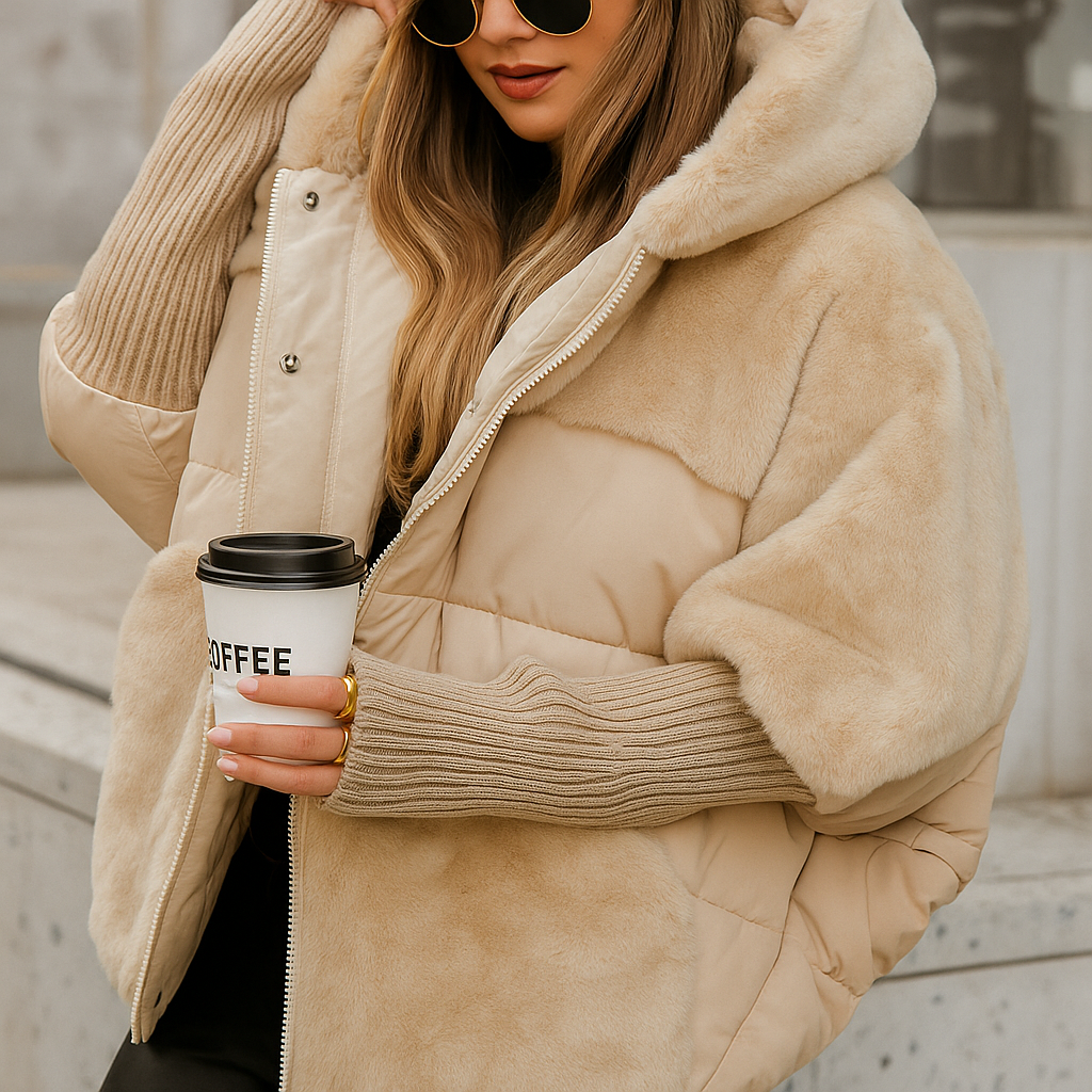 Women's Warm Puffer Jacket with Luxury Faux Fur Detail