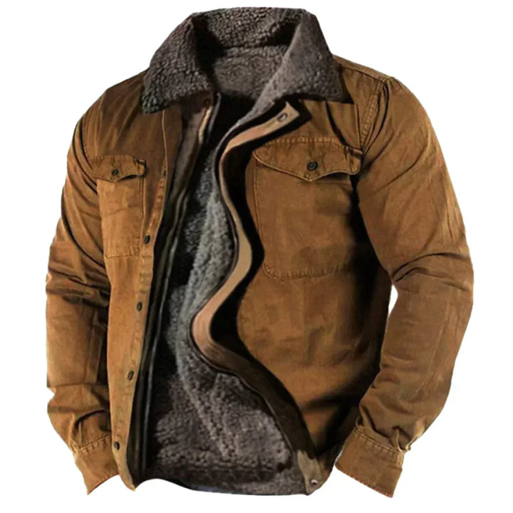 Men's Sherpa-Lined Cotton Utility Jacket - Warm Winter Jacket