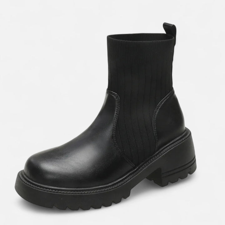 Elegant Women's Block Heel Ankle Boots - Slip-On Design