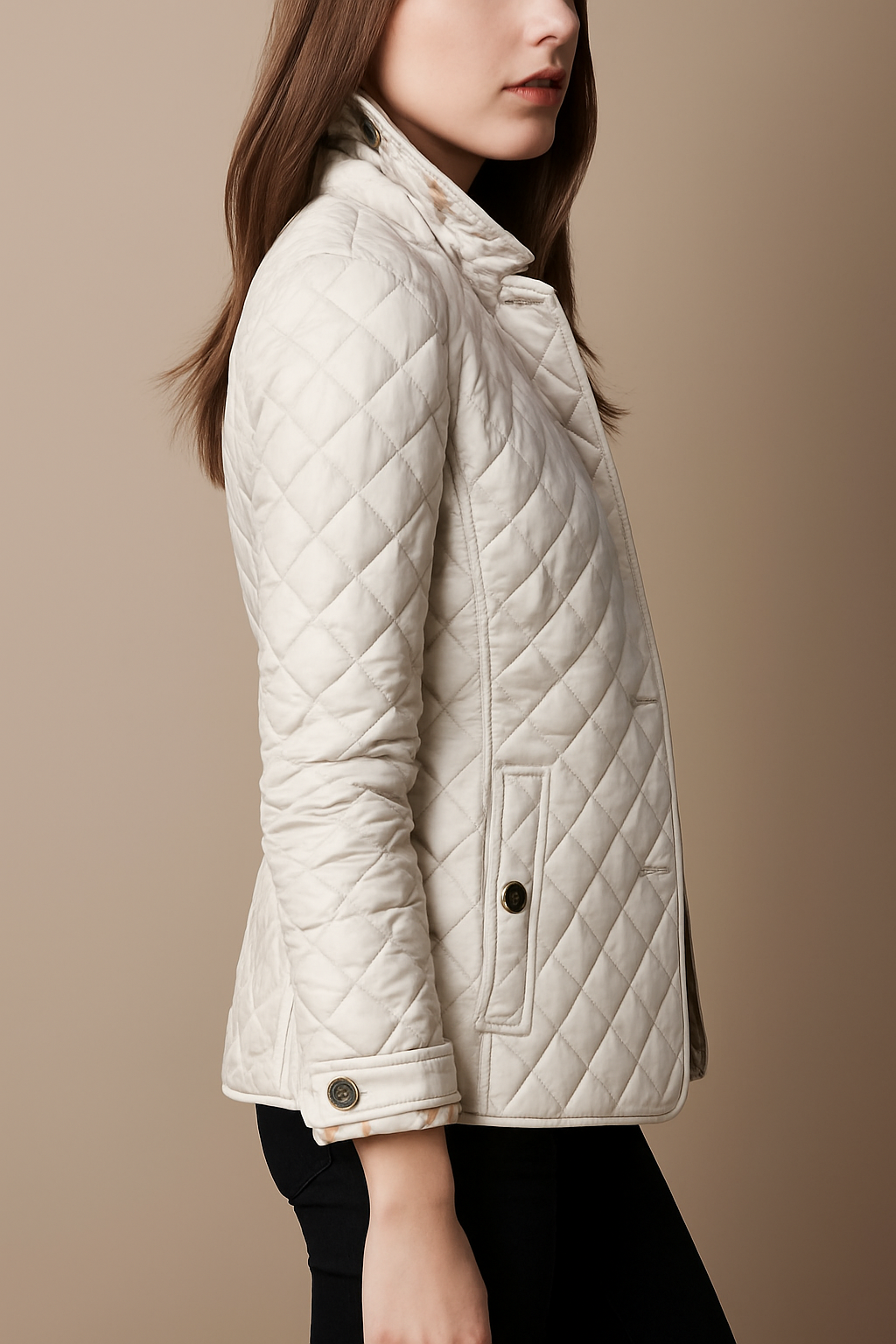 Elegant Women's Quilted Jacket with Buttons - Classic Winter Jacket for Office and Everyday Wear
