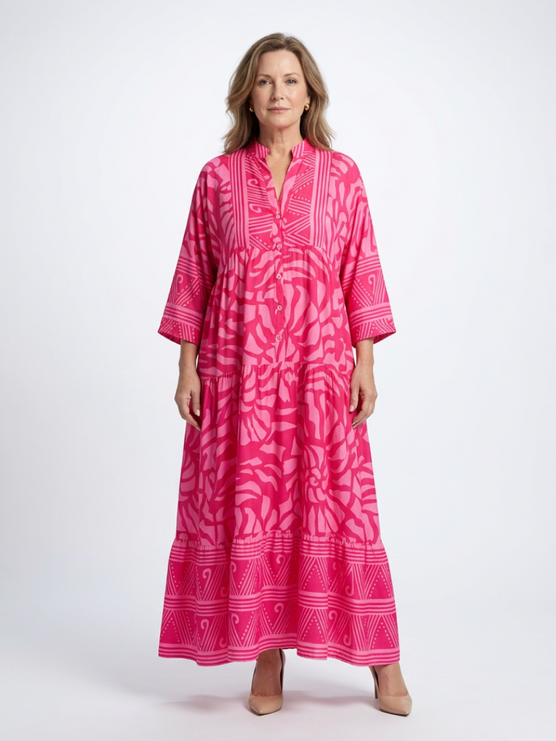Elegant Breathable Women's Button Front Midi Dress
