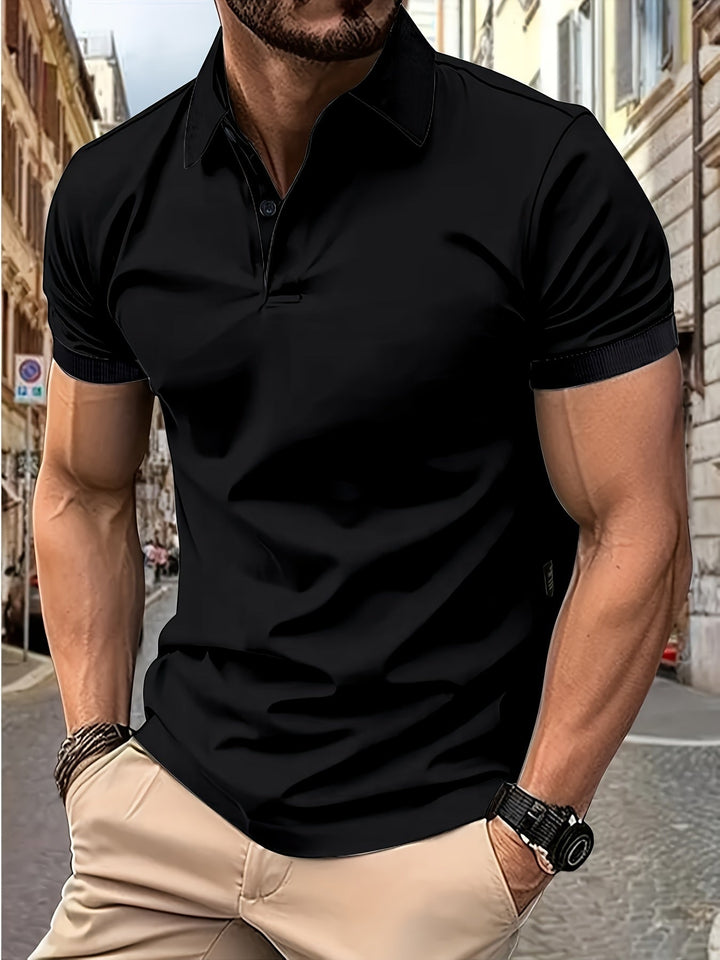 Classic Men's Short Sleeve Polo Shirt with Collar - Timeless and Versatile