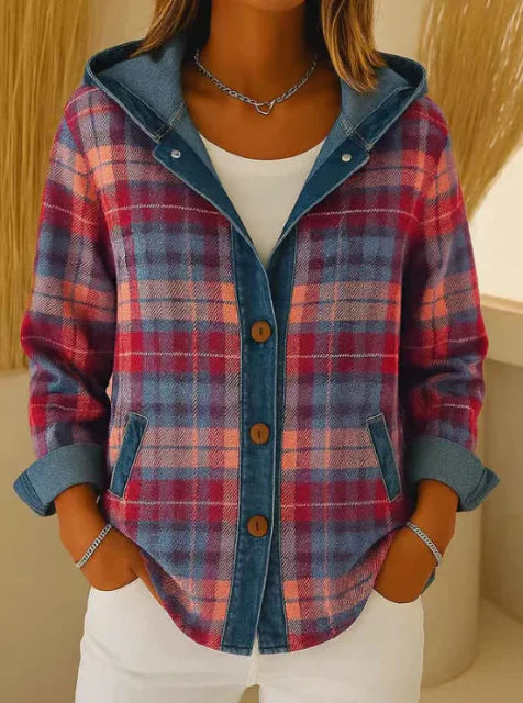 Women's Plaid Denim Jacket