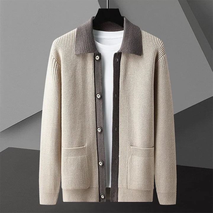 Classic Men's Knit Cardigan with Button Placket for Fall and Winter