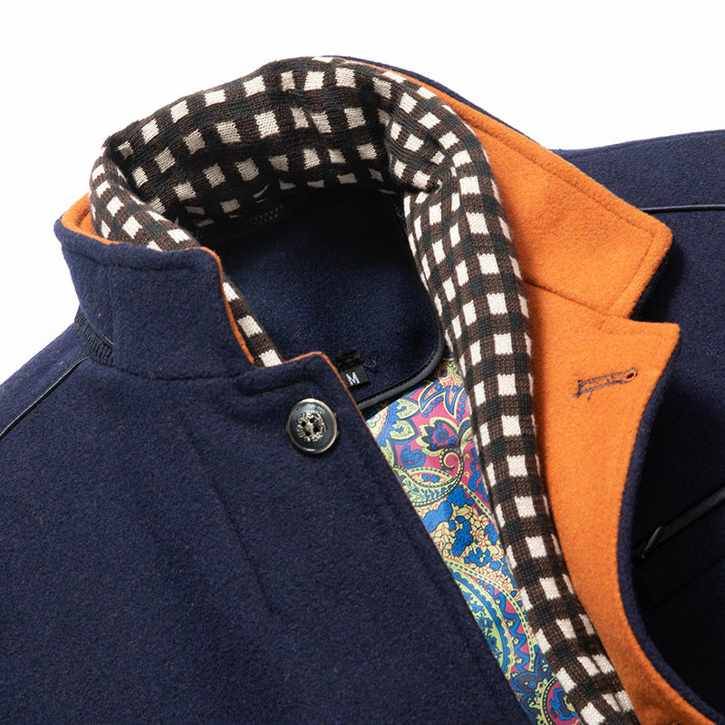 Men's Elegant Wool Coat with Stand Collar