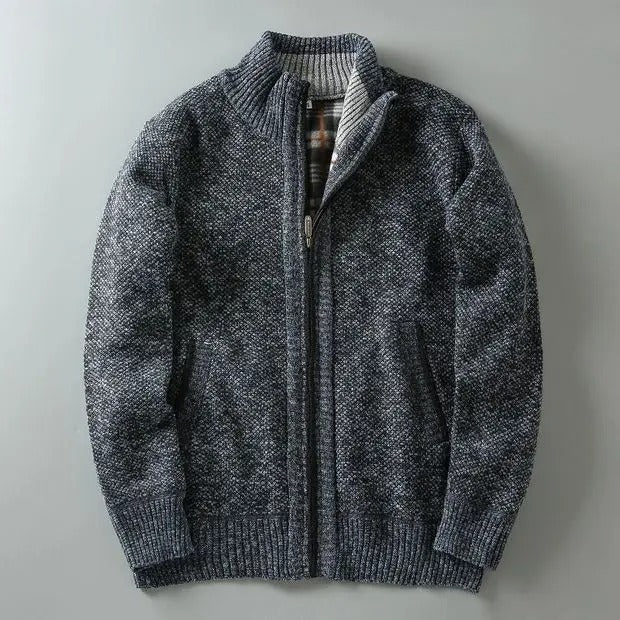 Men's Plaid Knit Jacket with Lining