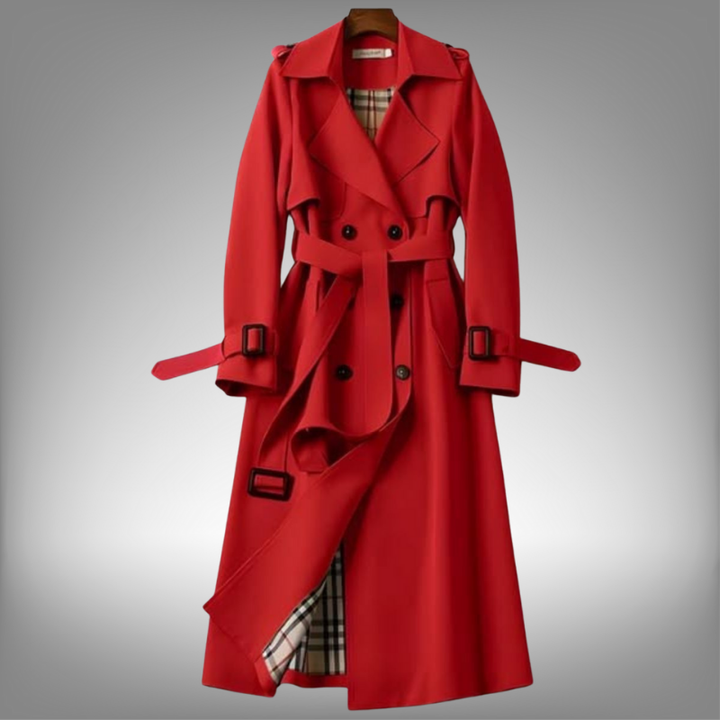 Classic Women's Trench Coat - Elegant Transitional Jacket with Belt