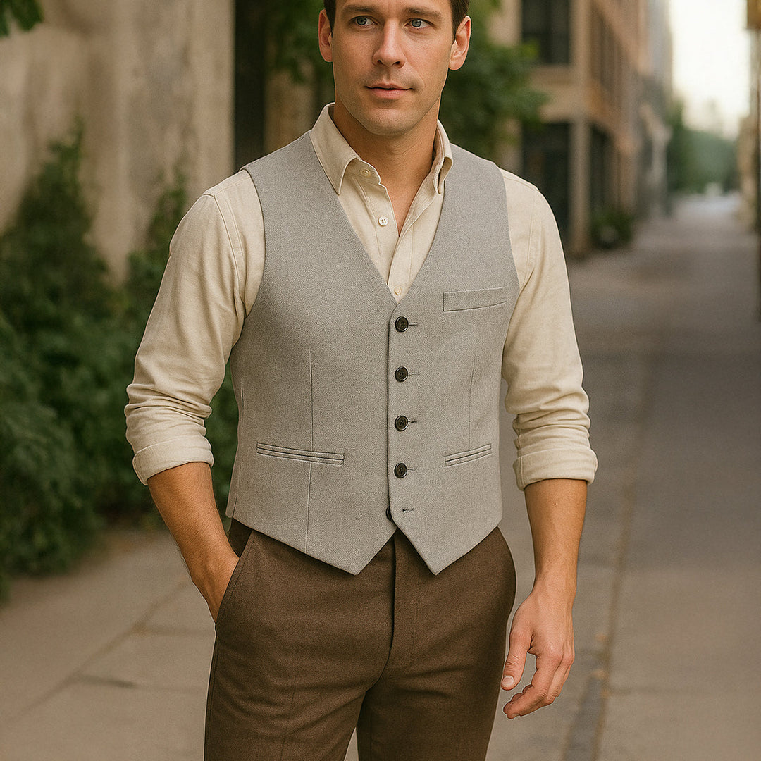 Elegant Vintage Men's Button-Up Vest