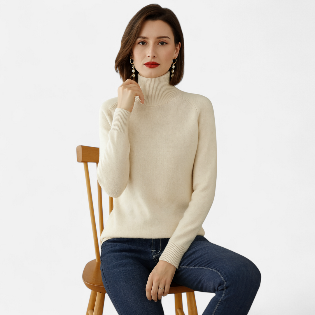 Elegant Women's Merino Cashmere Turtleneck Sweater