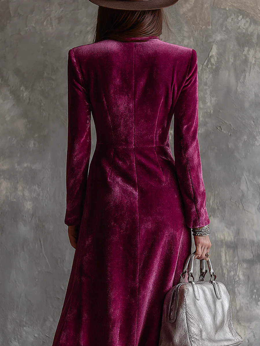 Women's Elegant Velvet Blazer Maxi Dress