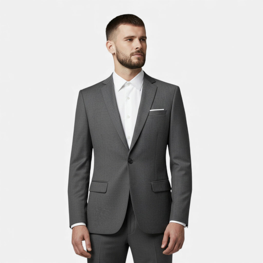 Elegant Single-Breasted Men's Blazer for Business and Formal Occasions