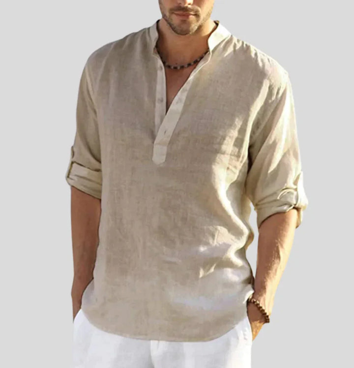 Elegant Men's Linen Shirt with Collar - Airy, Lightweight, and Versatile