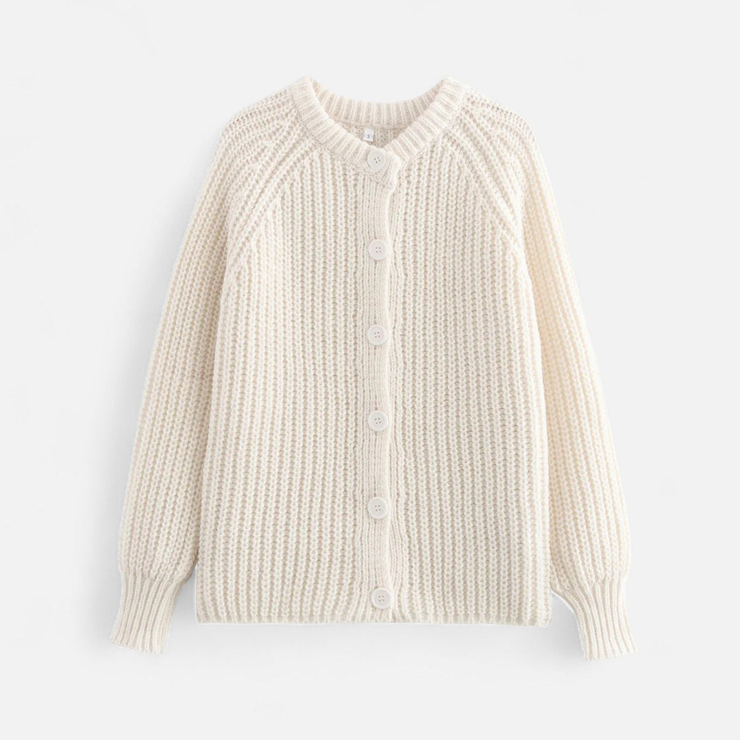 Women's Vintage Knit Cardigan with Round Neckline