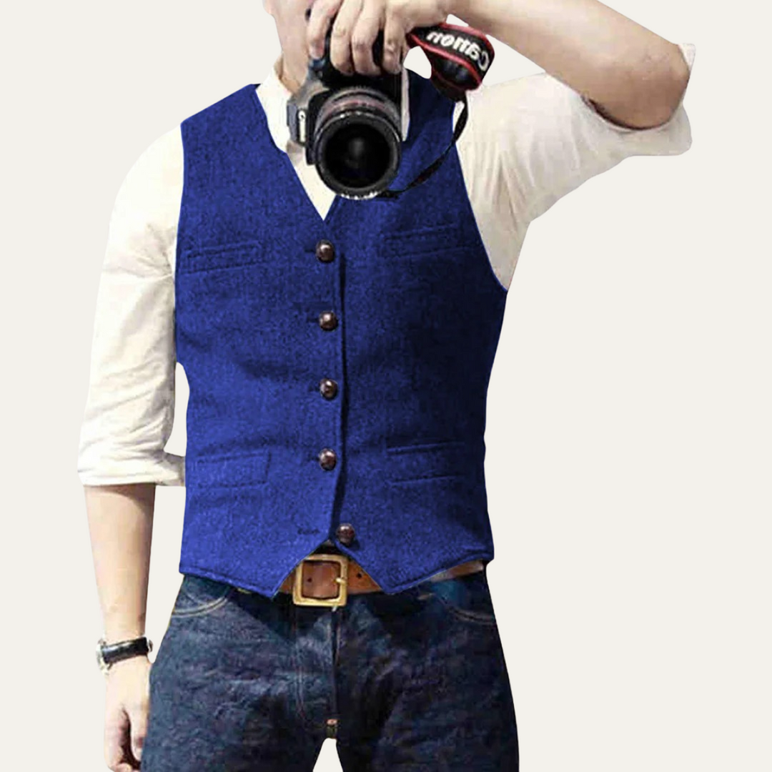 Elegant Vintage Men's Button-Up Vest