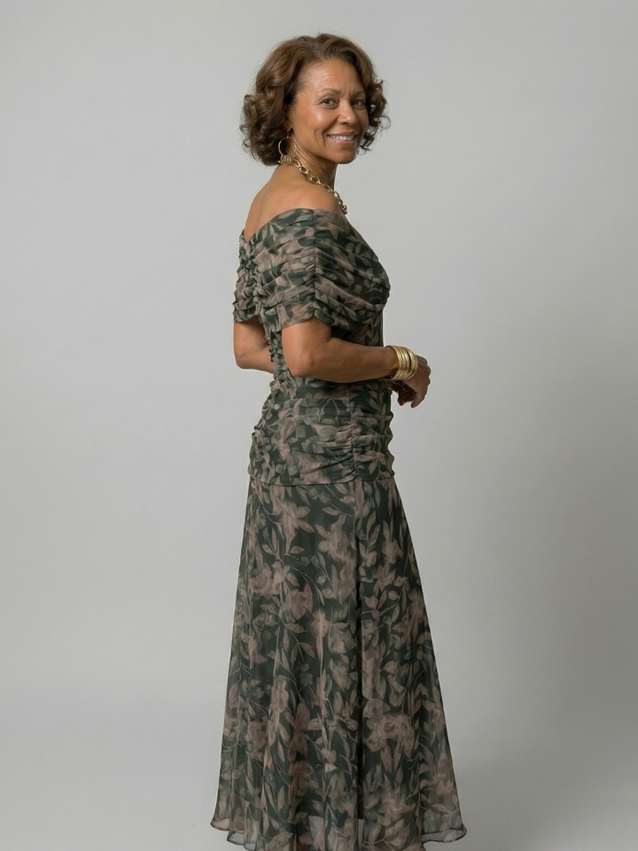 Elegant Lightweight Women's Off-Shoulder Flow Midi Dress