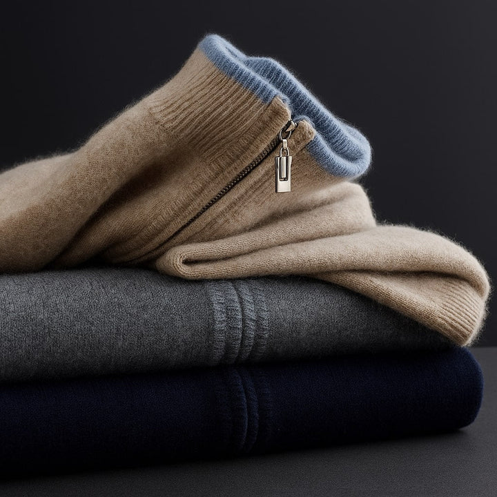 Elegant Men's Wool Zip Jacket - Minimalist Design for Business and Casual Wear