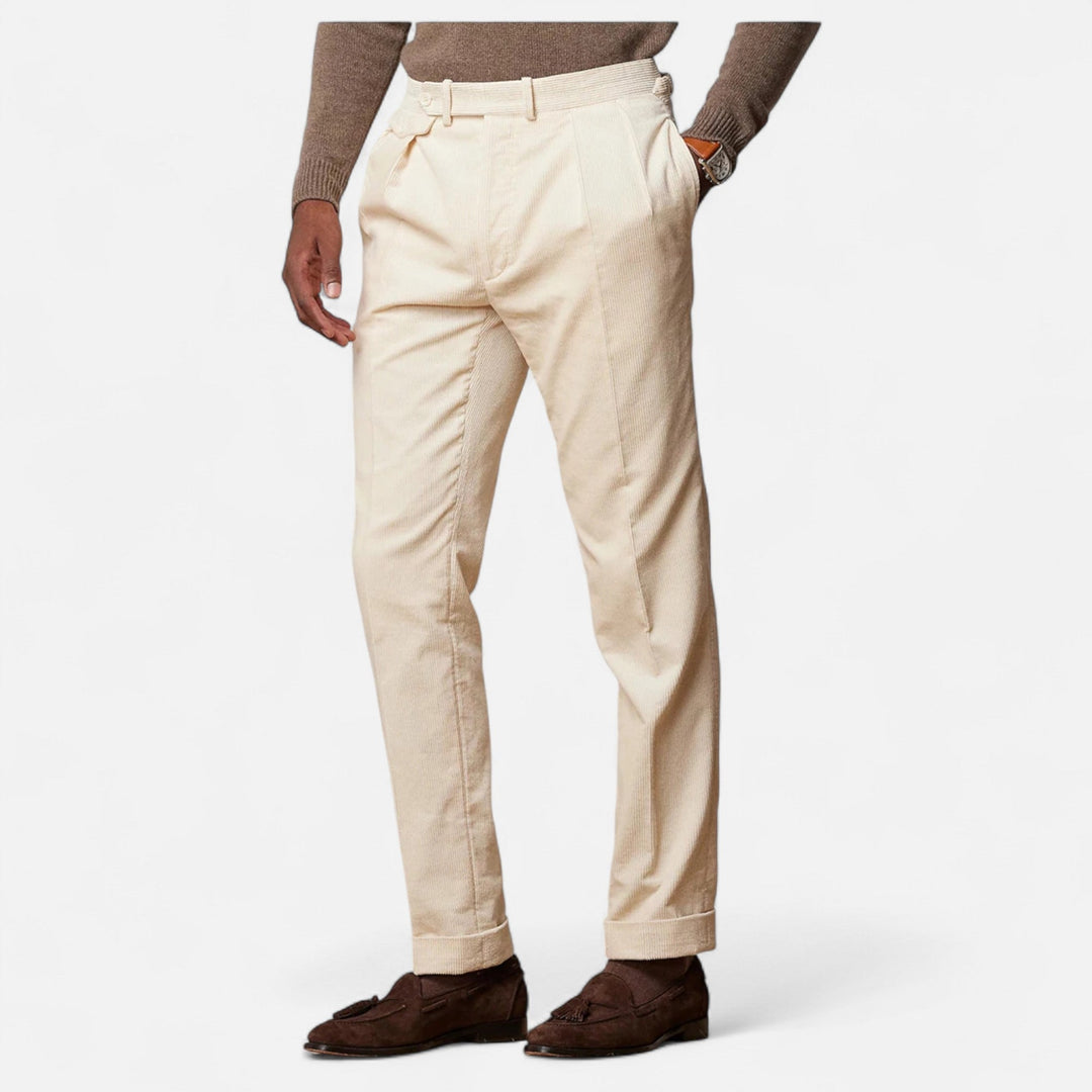 Elegant Men's Cotton-Mix Pants in White - Tailored Fit