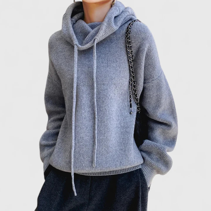 Cozy Women's Knit Hoodie - Soft Pullover for Relaxed Comfort