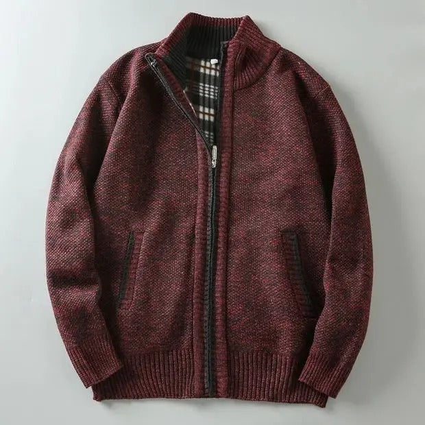 Men's Plaid Knit Jacket with Lining