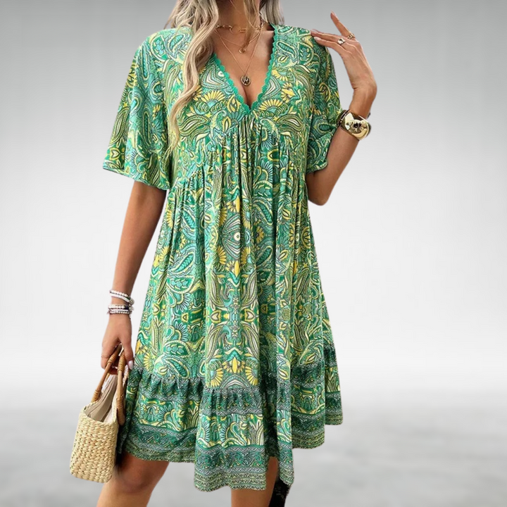 Stylish Boho Women's Paisley Print Mini Dress