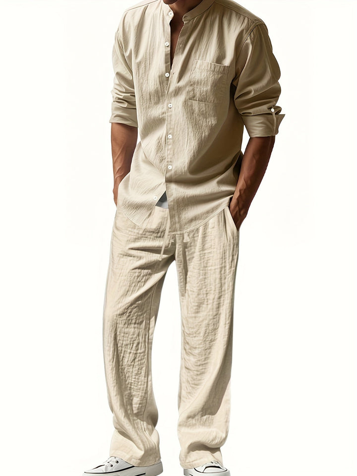 Men's Casual Linen Set - Two-Piece Summer Outfit in Natural Linen