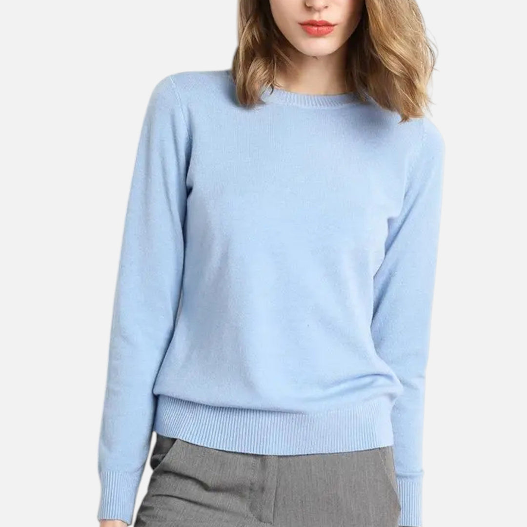 Lightweight Merino Wool Crew Neck Sweater for Women