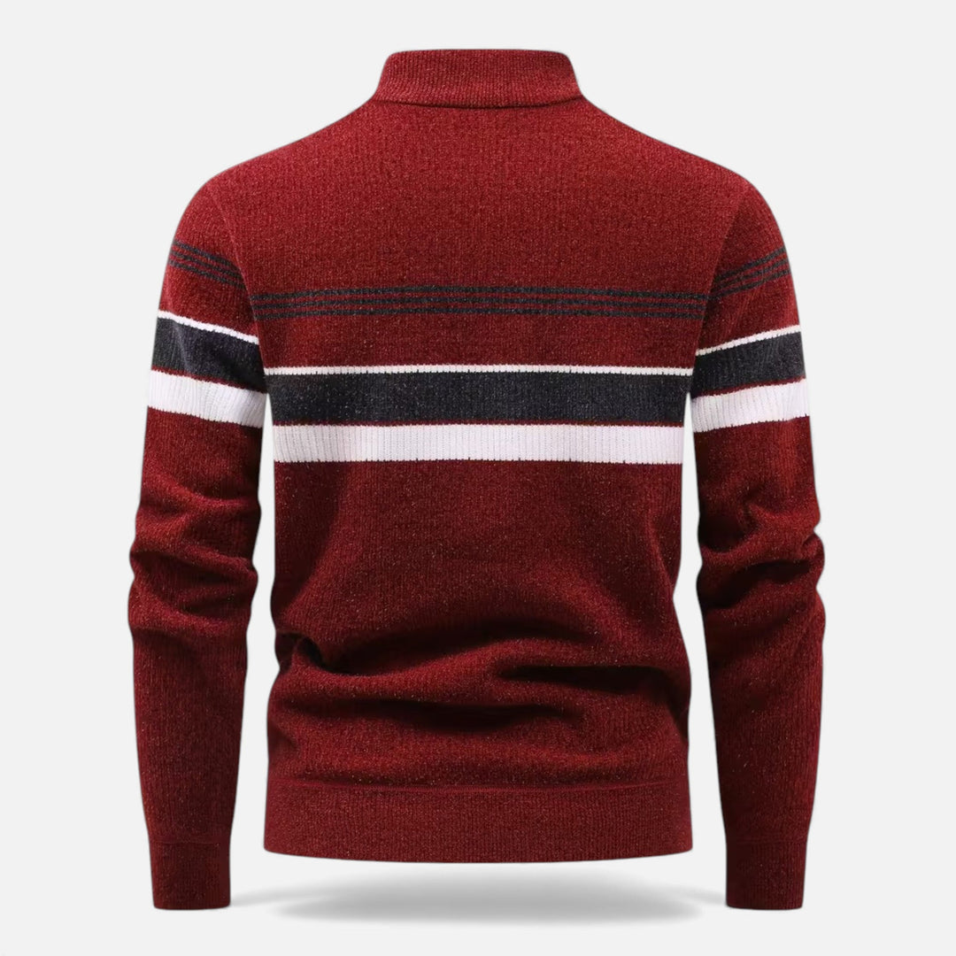 Men's Thick Striped Half-Zip Knit Sweater