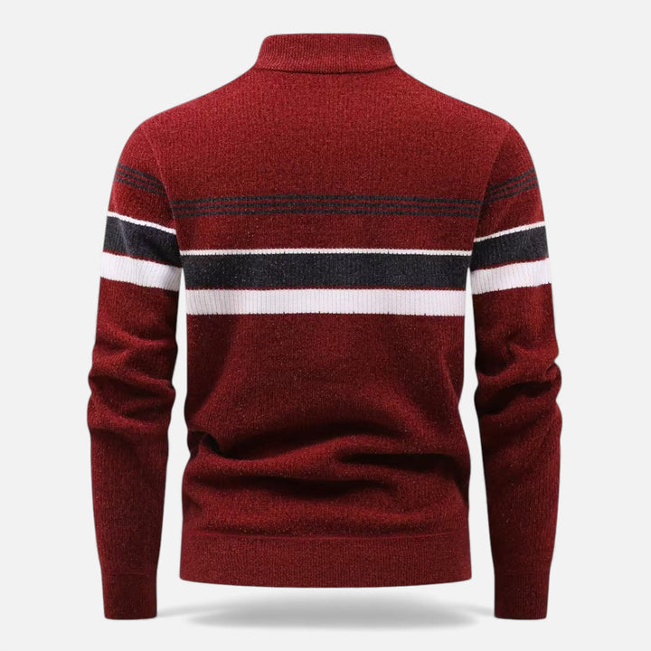 Men's Thick Striped Half-Zip Knit Sweater