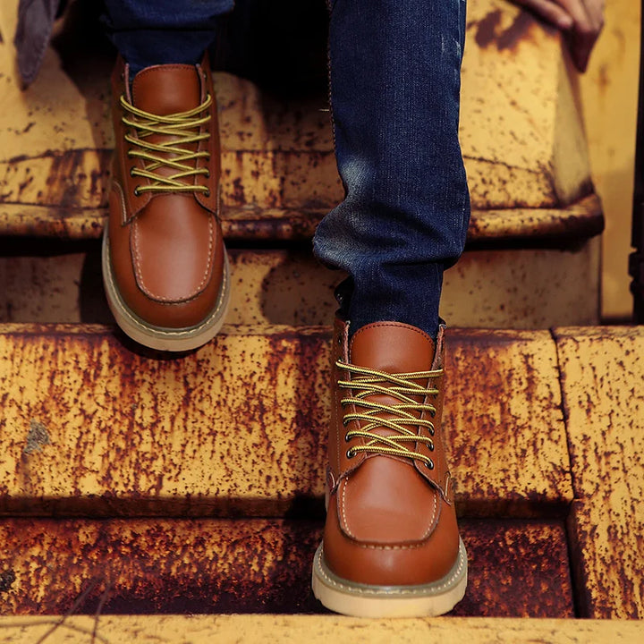 Men's Classic Retro Boots with Faux Fur Lining - Warm Winter Boots