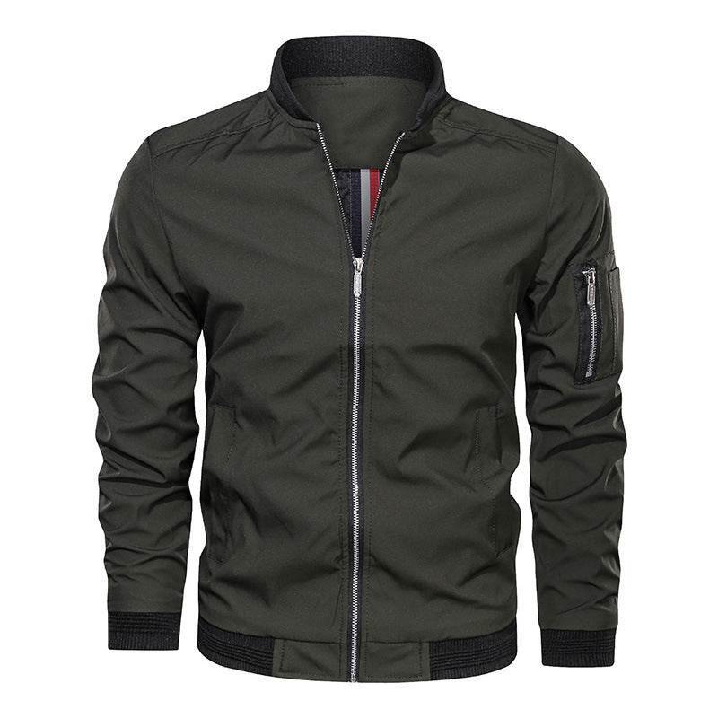 Men's Lightweight Bomber Jacket with Ribbed Cuffs
