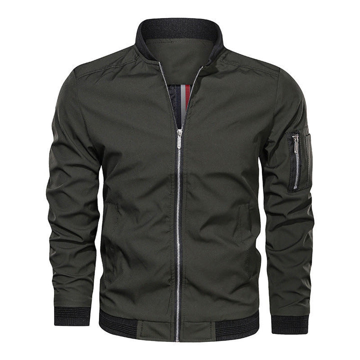 Men's Lightweight Bomber Jacket with Ribbed Cuffs