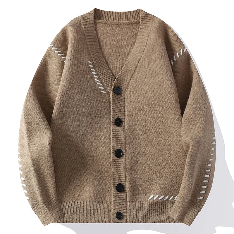 Structured Men's Sweater with Signature Embroidery Pattern - Lightweight Warmth