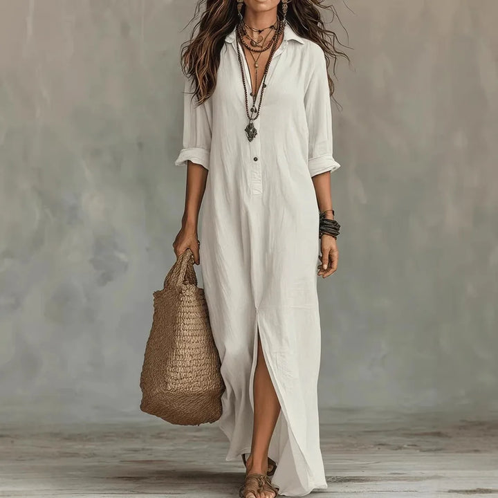 Lightweight Casual Women's Linen Shirt Dress