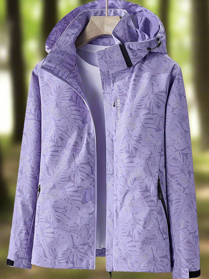 Waterproof Women's Summer Jacket with Leaf Print - Lightweight and Breathable