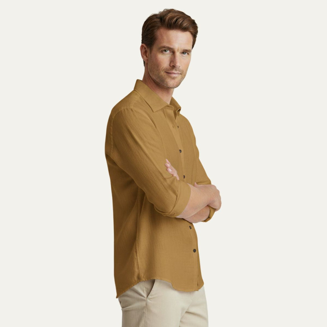 Vintage Breathable Men's Long Sleeve Cotton Shirt