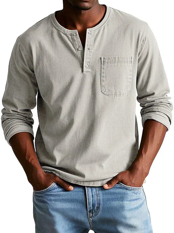 Casual Long Sleeve Men's Henley Shirt