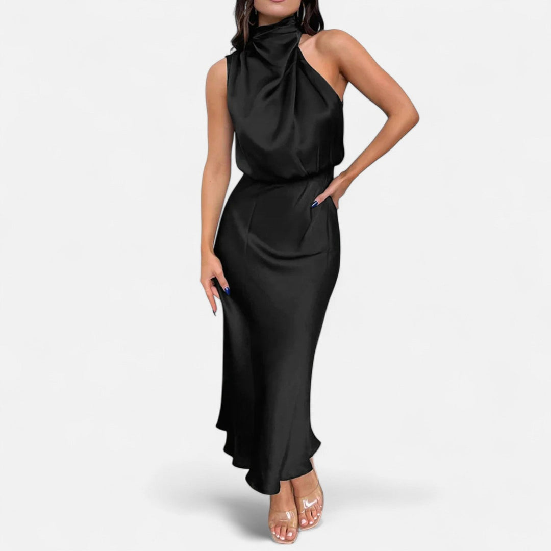 Women's Elegant Sleeveless Long Satin Dress