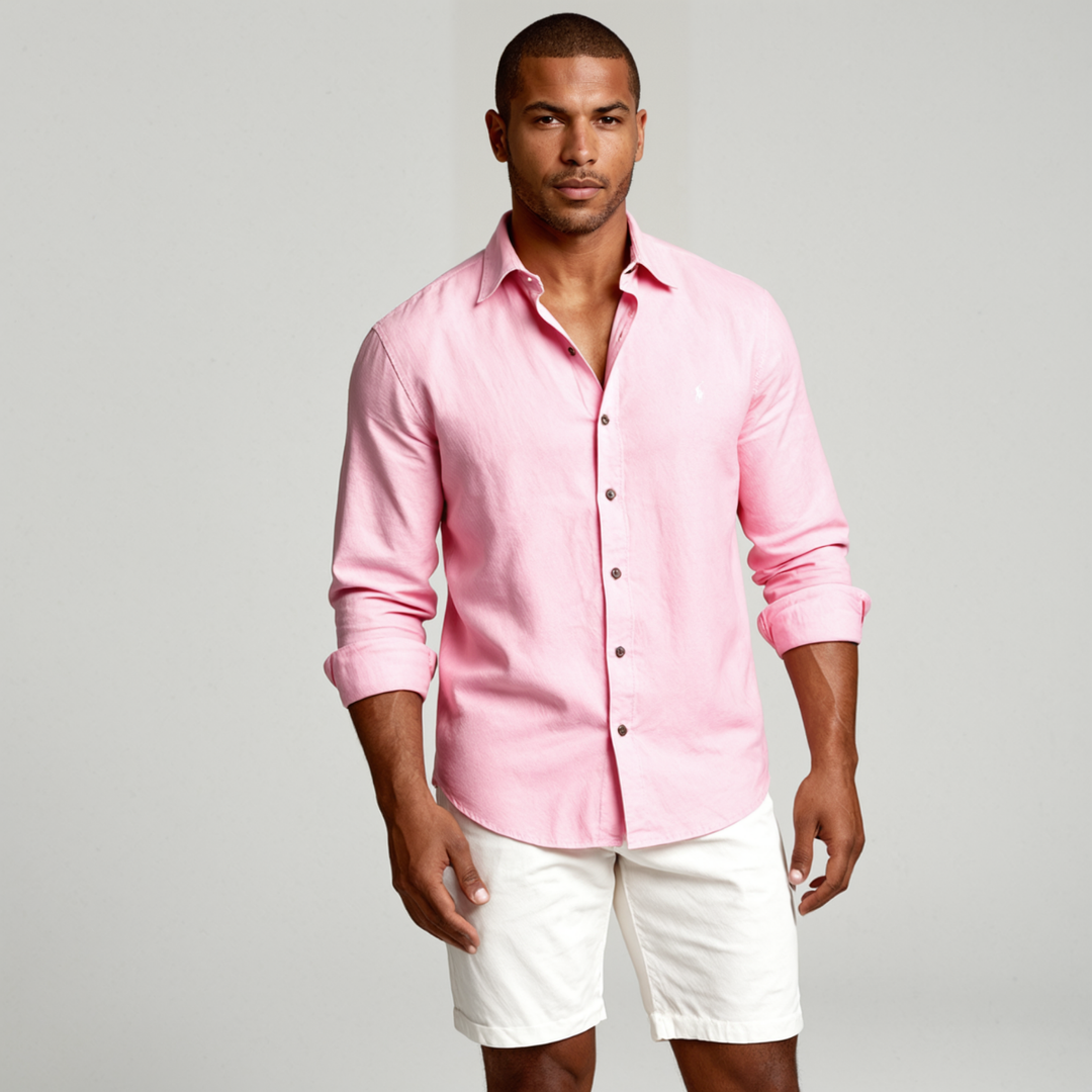 Classic Breathable Men's Long Sleeve Linen Shirt