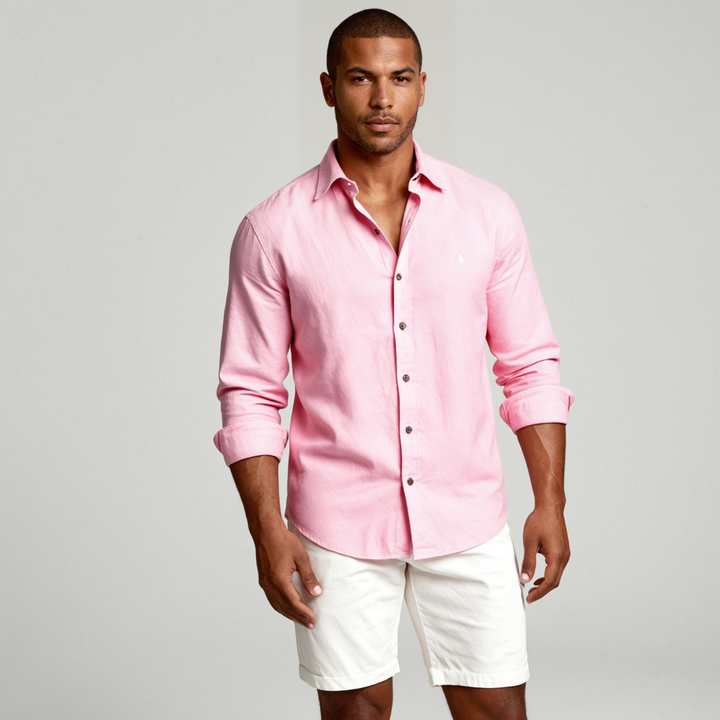 Classic Breathable Men's Long Sleeve Linen Shirt