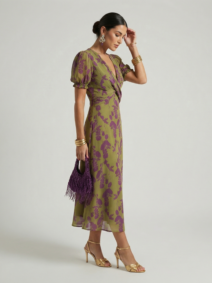 Elegant Floral Women's Midi Dress