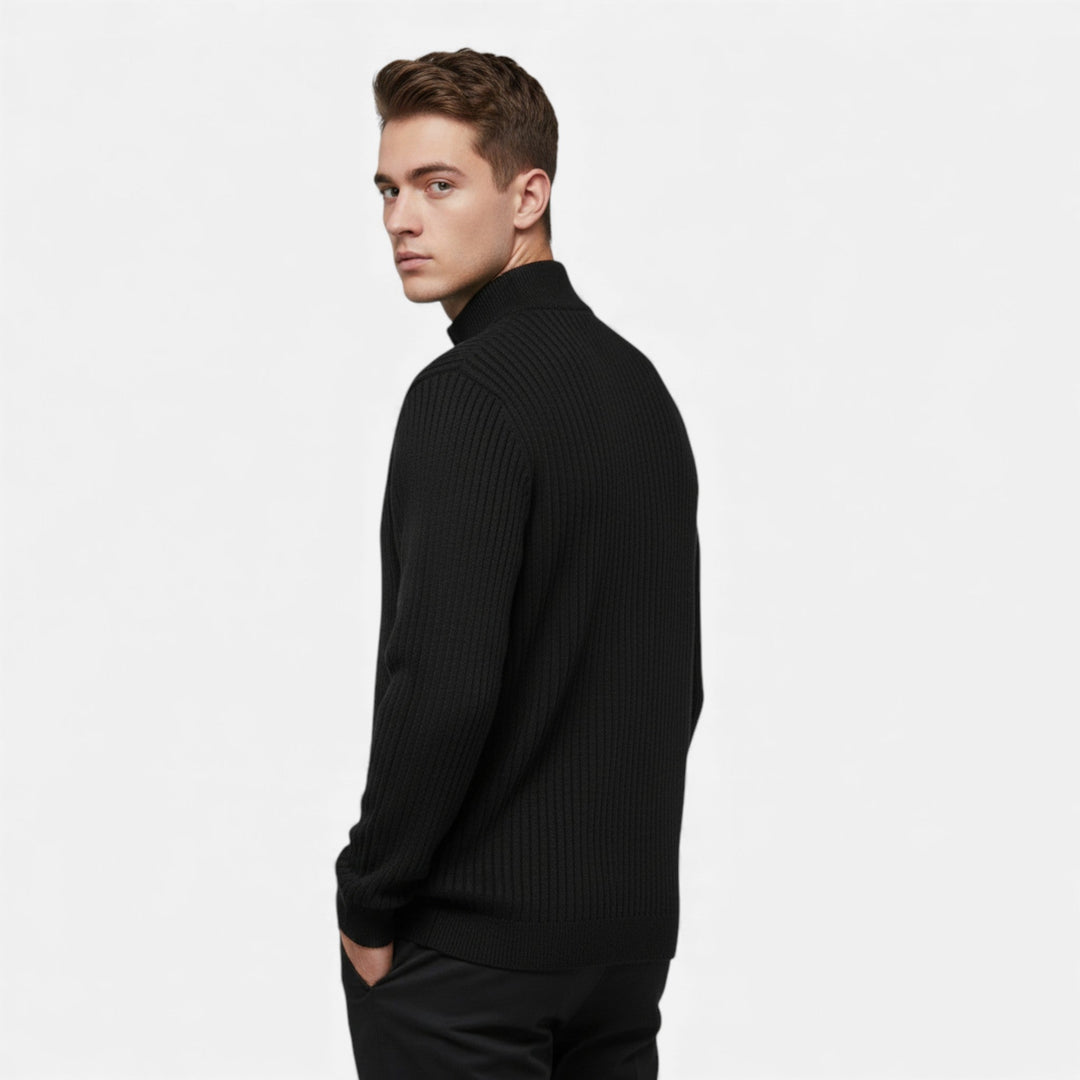 Warm Minimalist Men's Knit Zip Sweater