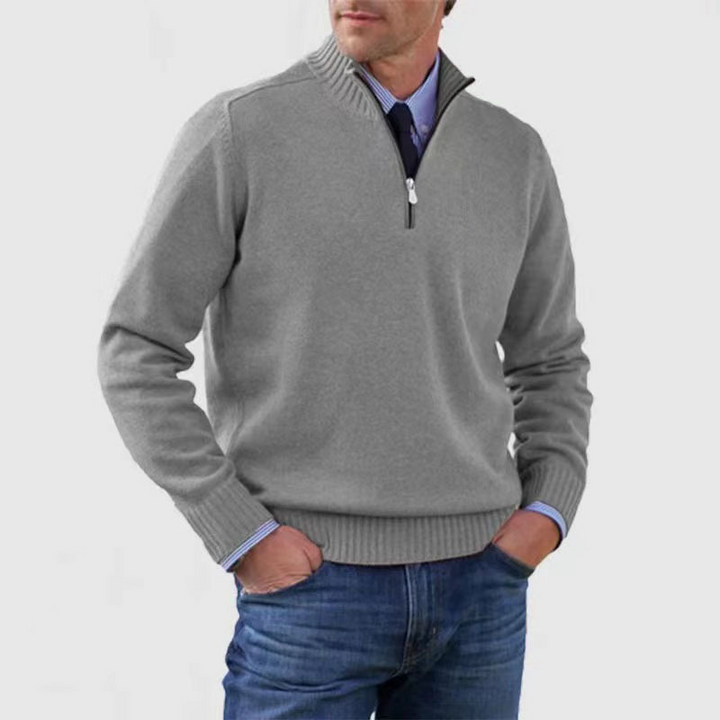 Warm Men's Pullover with Zipper